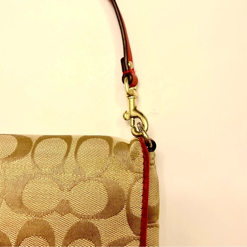 Vintage Coach Monogram C Creame/orange Mini‎ Shoulder Bag